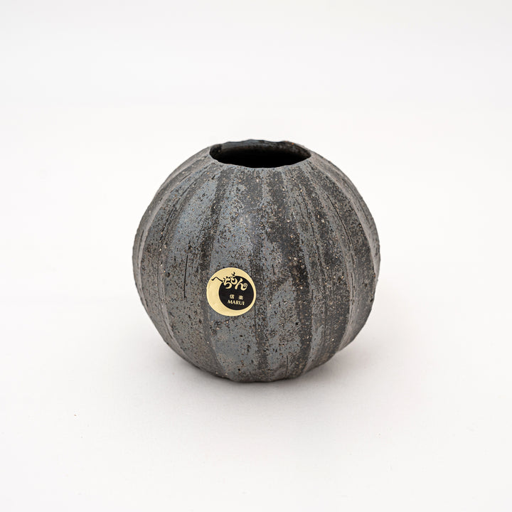 Handmade Shigaraki Black Round Mini Vase