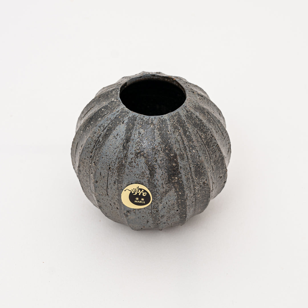 Handmade Shigaraki Black Round Mini Vase