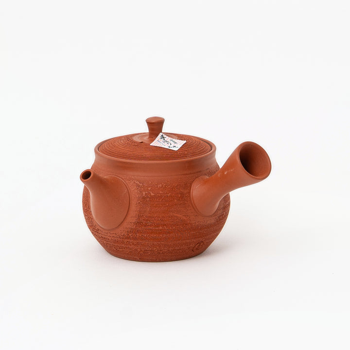 Red clay Matsukawa pine-bark texture Japanese side-handle kyusu teapot