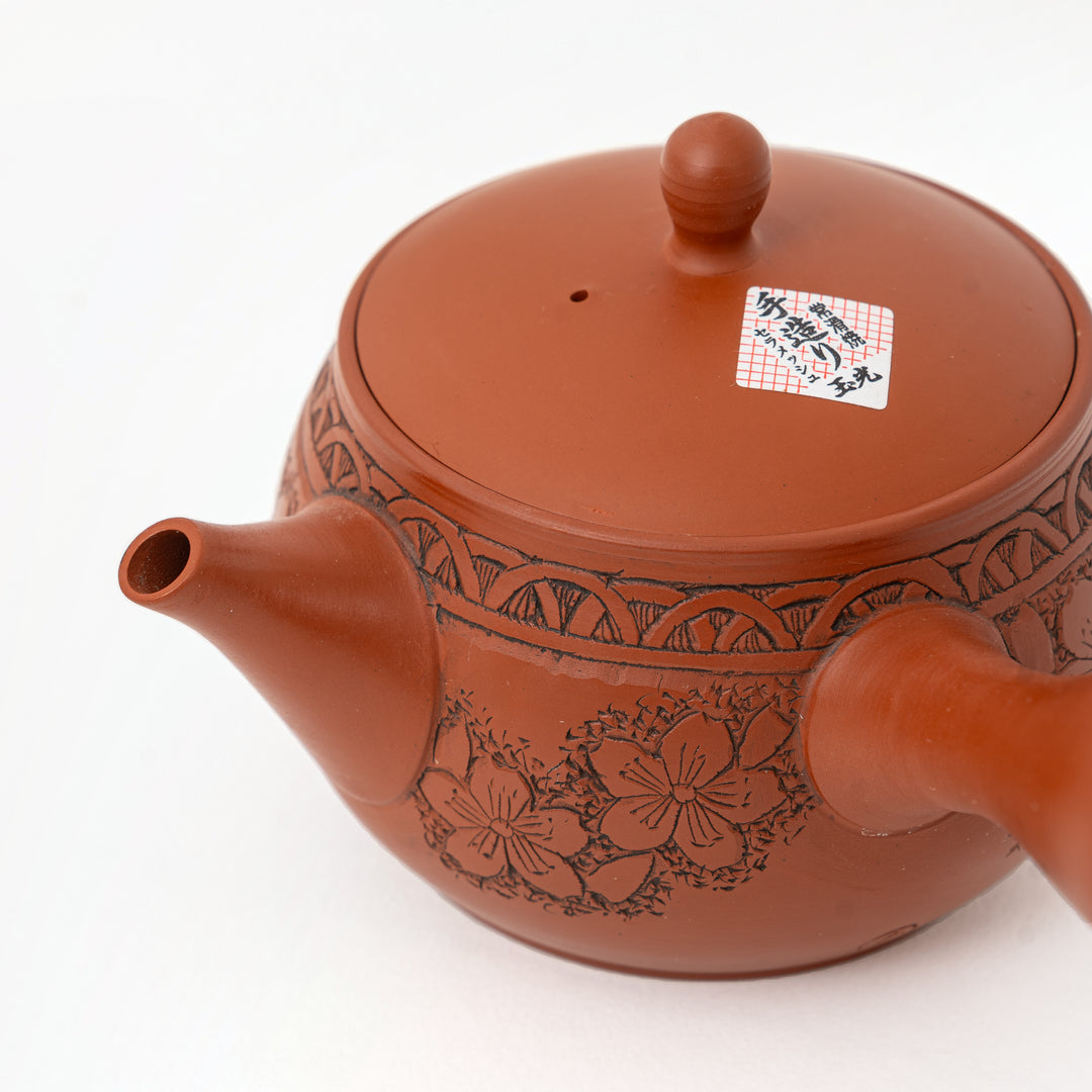 350 mL Japanese red clay kyusu teapot by Gyokko Kiln, alternate product view
