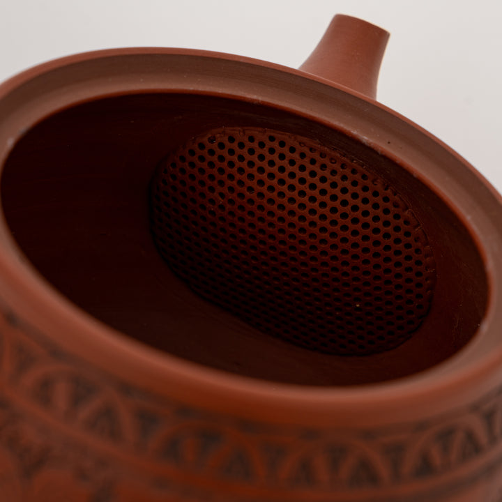 Japanese shudei floral kyusu teapot by Gyokko Kiln, additional detail view