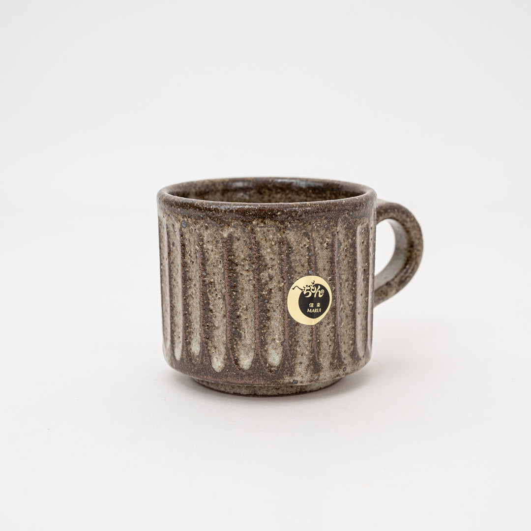 Shigaraki Ash Glaze Coffee Cup and Saucer Set