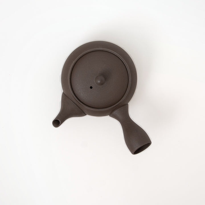 Minimal brown Japanese side-handle kyusu teapot, additional view