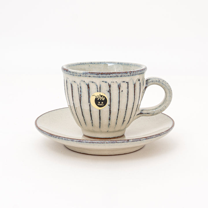 Shigaraki White Glaze Coffee Cup and Saucer Set