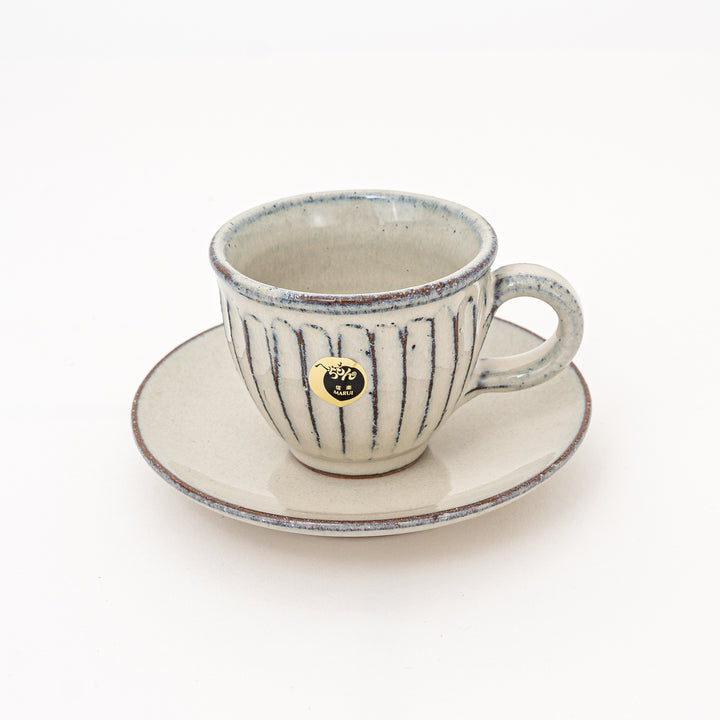 Shigaraki White Glaze Coffee Cup and Saucer Set