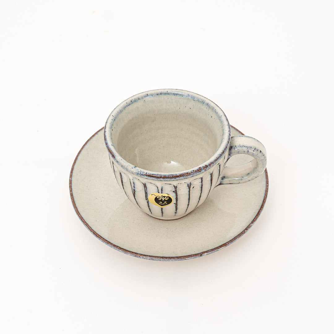 Shigaraki White Glaze Coffee Cup and Saucer Set