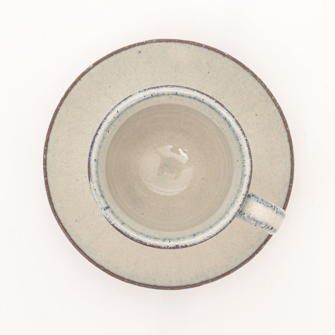 Shigaraki White Glaze Coffee Cup and Saucer Set