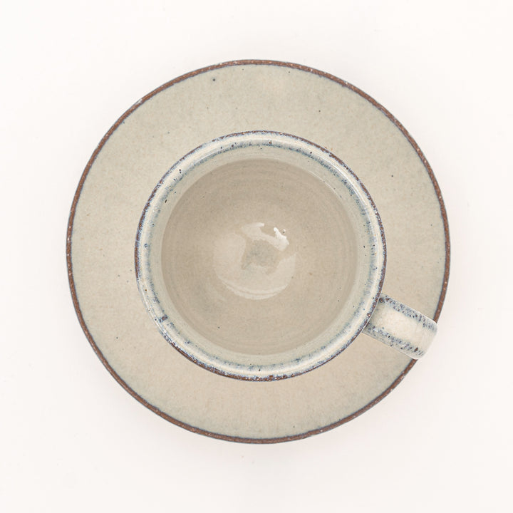 Shigaraki White Glaze Coffee Cup and Saucer Set