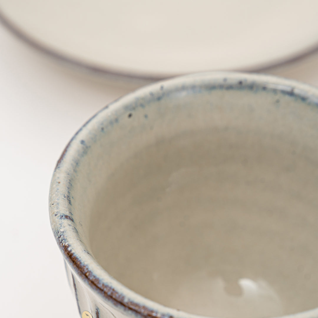 Shigaraki White Glaze Coffee Cup and Saucer Set