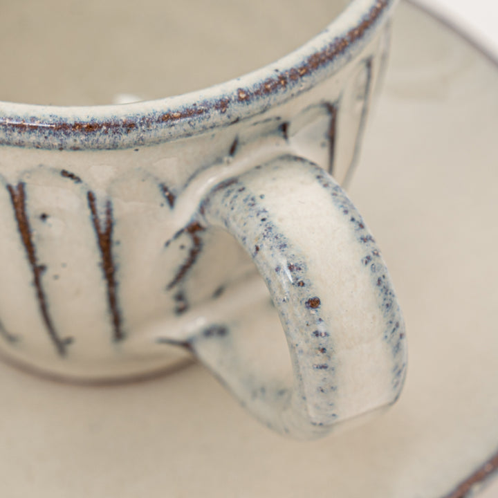 Shigaraki White Glaze Coffee Cup and Saucer Set