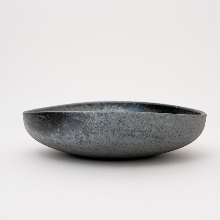 Shigaraki Black Kiln Change Brush Serving Bowl