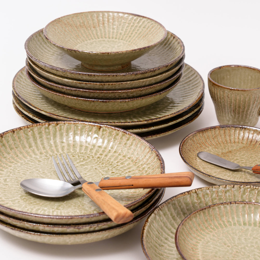 Japanese Kiln Change Bowl and Plate and Platter