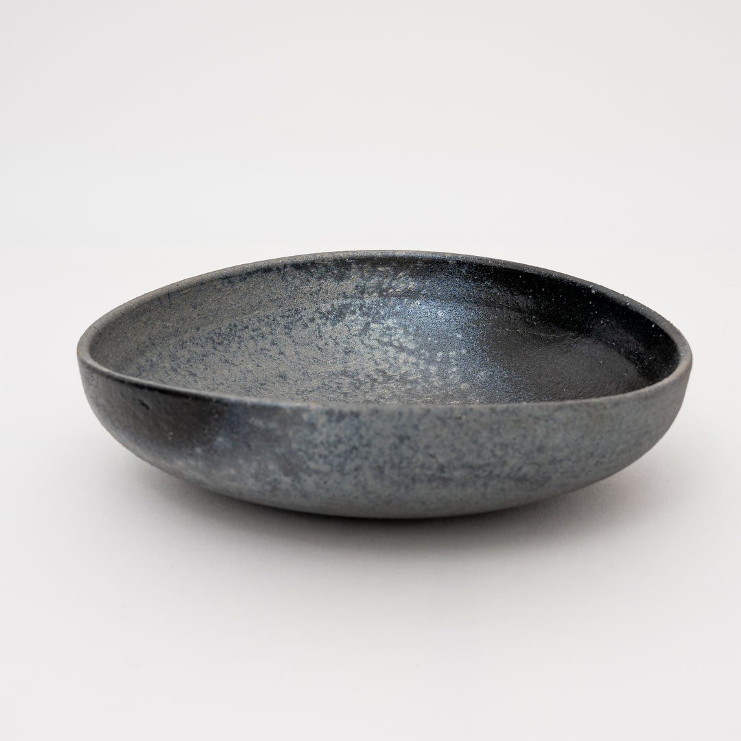 Shigaraki Black Kiln Change Brush Serving Bowl