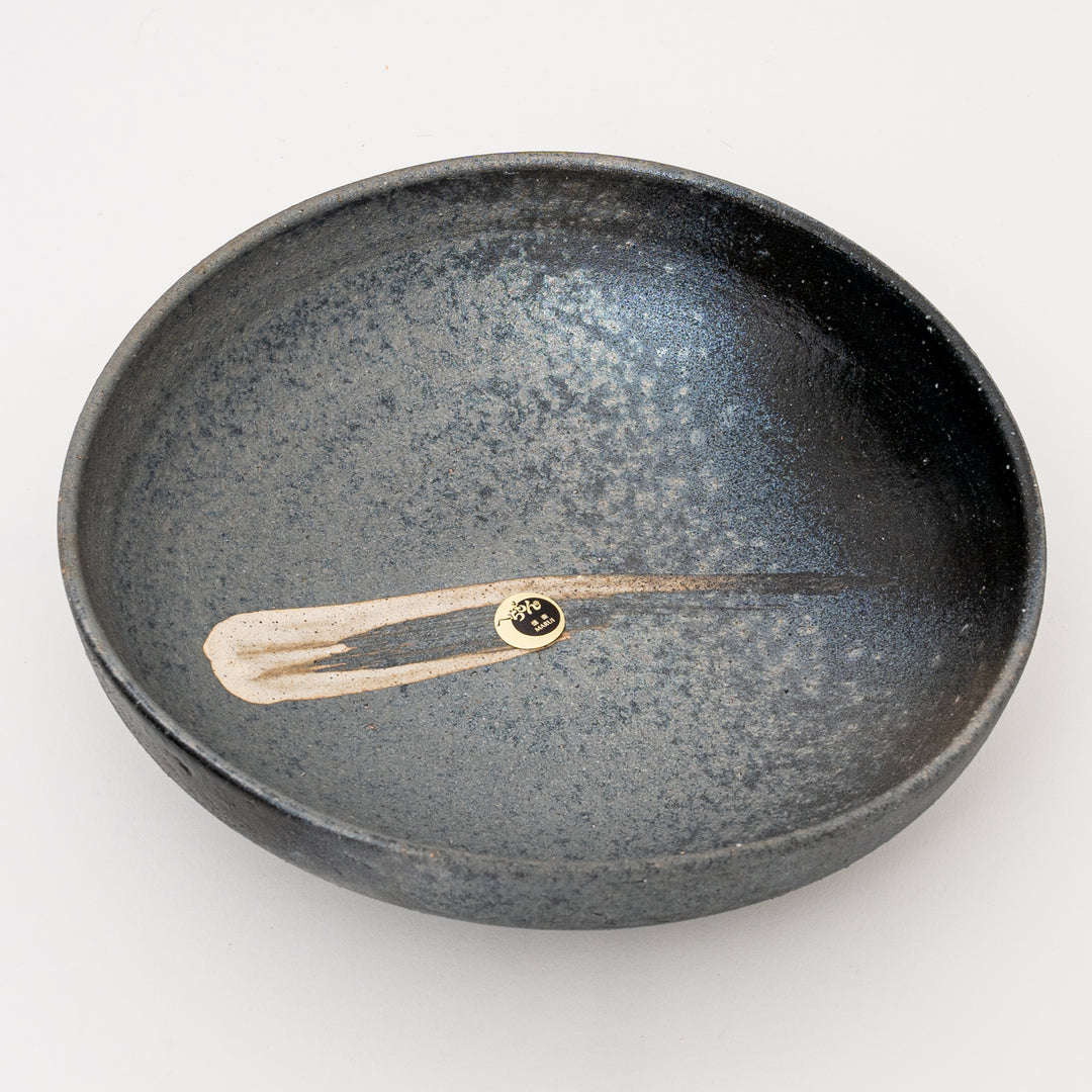 Shigaraki Black Kiln Change Brush Serving Bowl