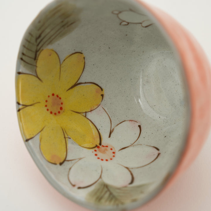 Handmade Seto Ware Floral Cup