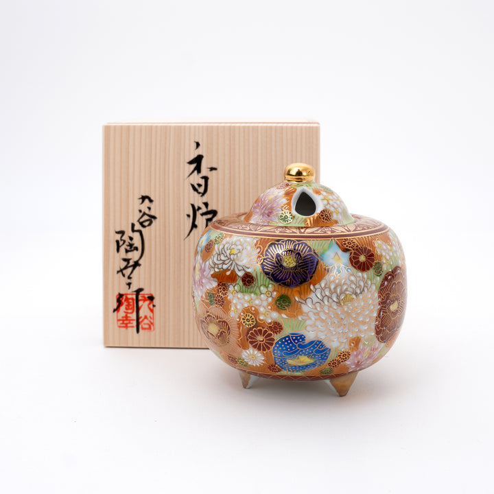 Handmade Kutani Hanazume Incense Burner