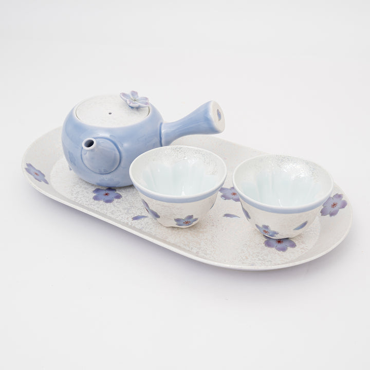 Handmade Arita Blue Sakura Tea Set