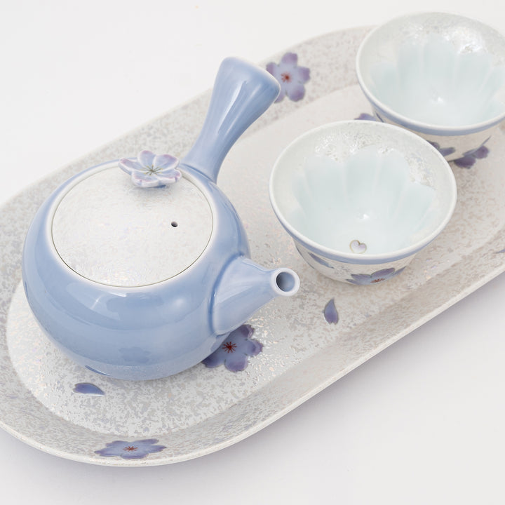 Handmade Arita Blue Sakura Tea Set