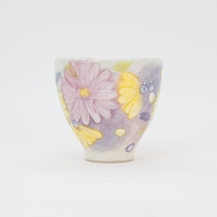 Handmade Seto Ware Floral Tea Cup | Purple