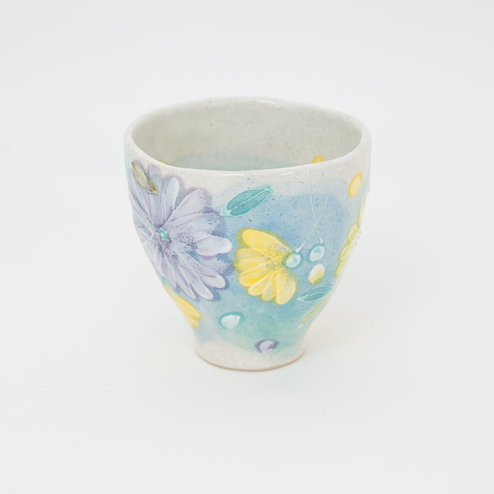 Handmade Seto Ware Floral Tea Cup | Blue