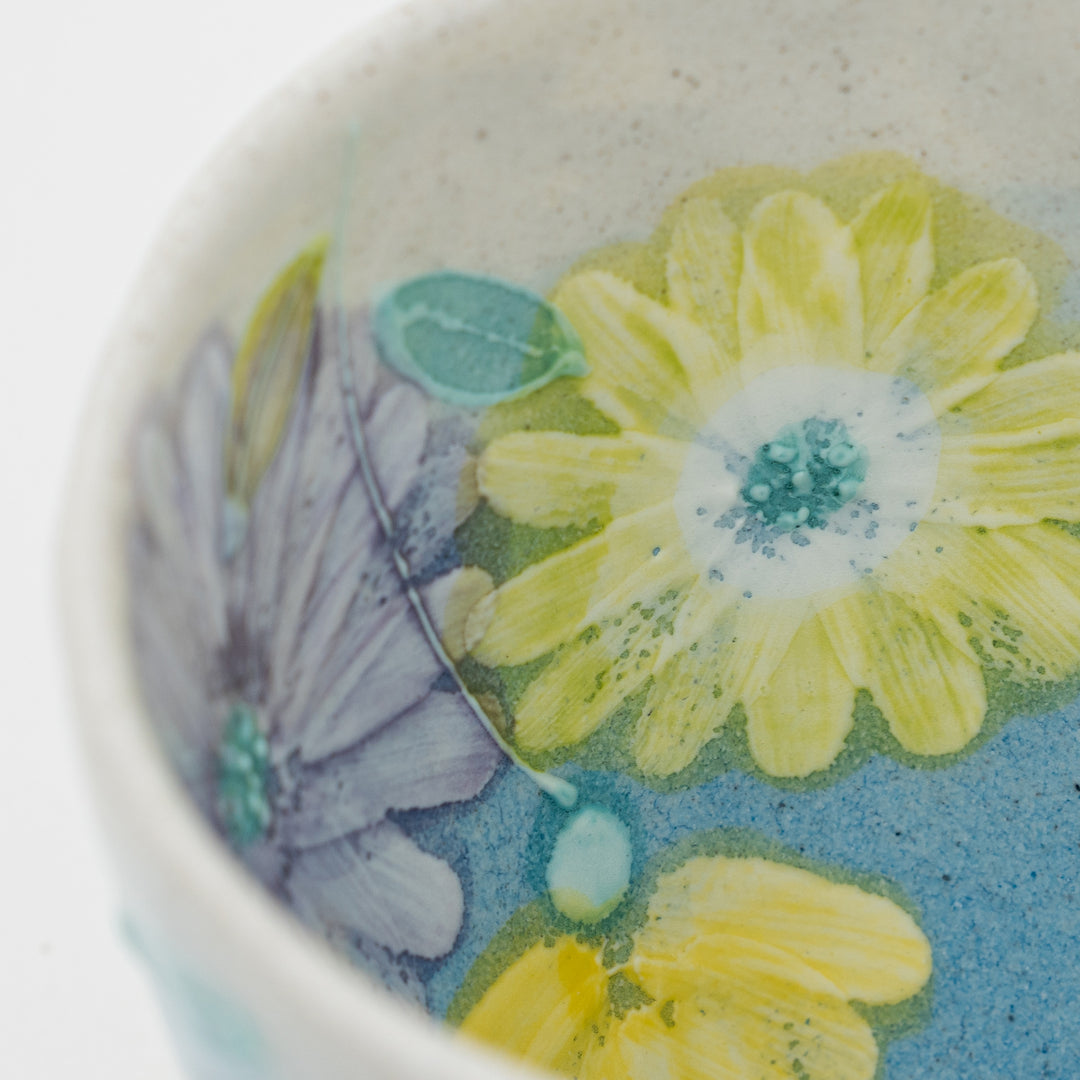 Handmade Seto Ware Floral Tea Cup | Blue