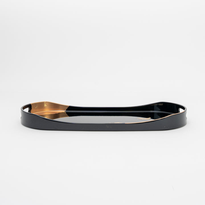 Handcrafted Gold and Silver Foil Crane Serving Tray | Black