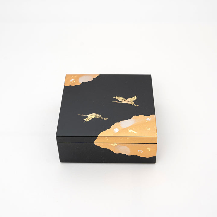 Handcrafted Gold and Silver Foil Crane Box | Black