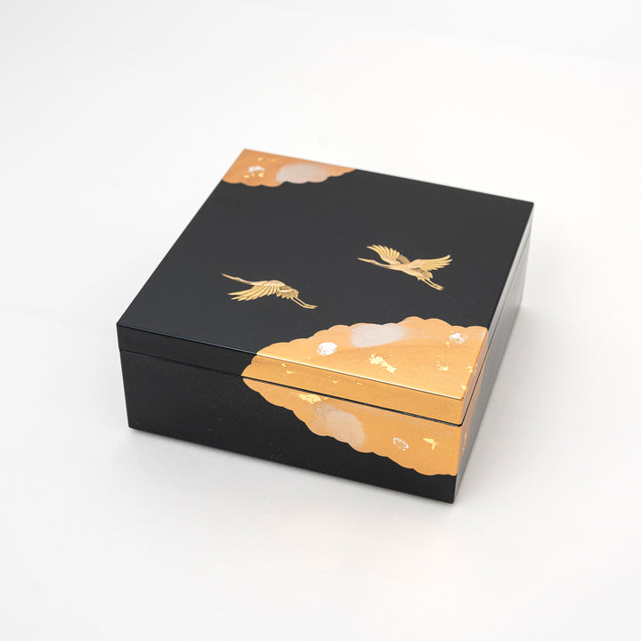 Handcrafted Gold and Silver Foil Crane Box | Black