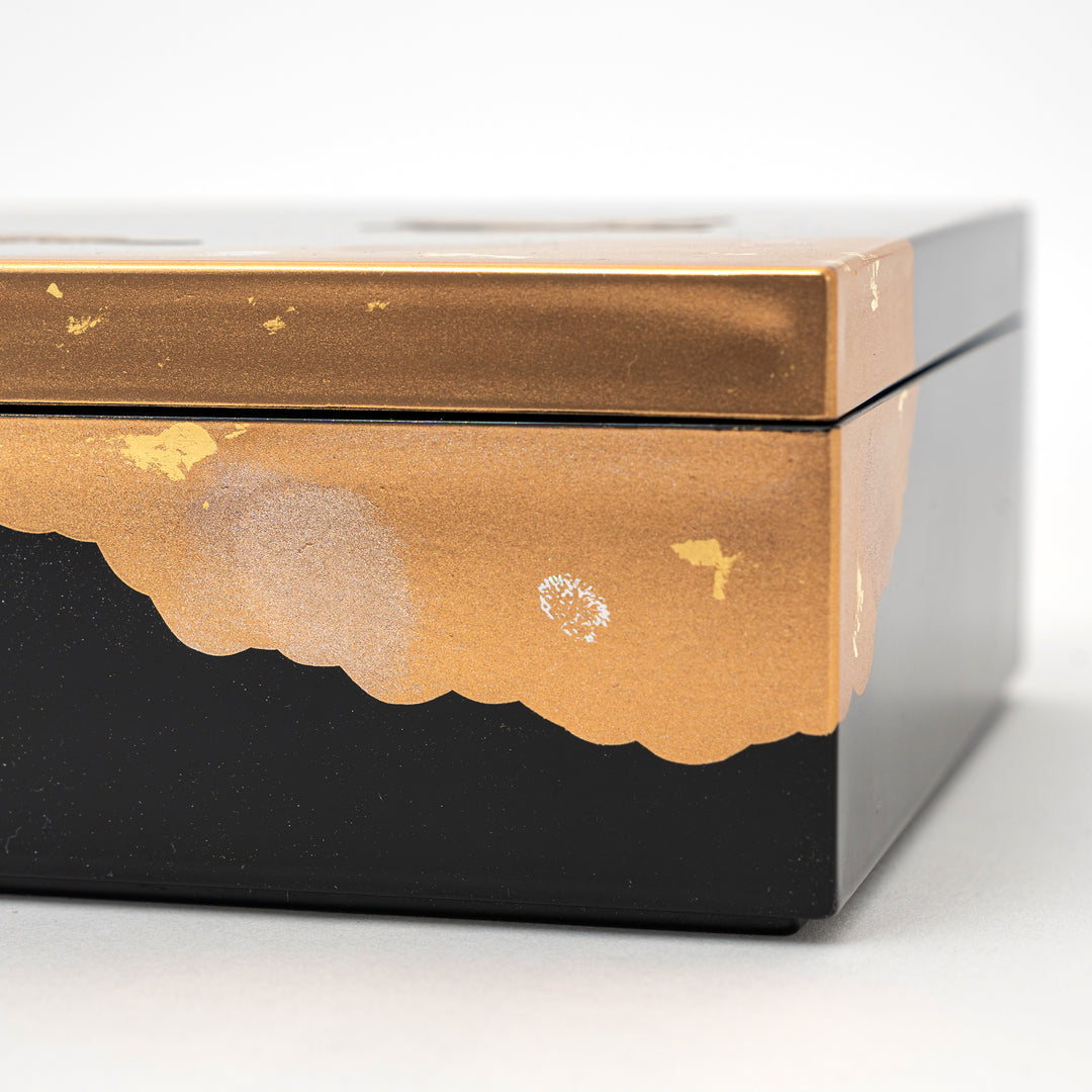 Handcrafted Gold and Silver Foil Crane Box | Black