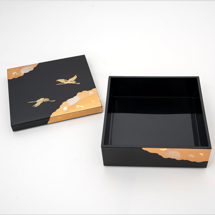 Handcrafted Gold and Silver Foil Crane Box | Black