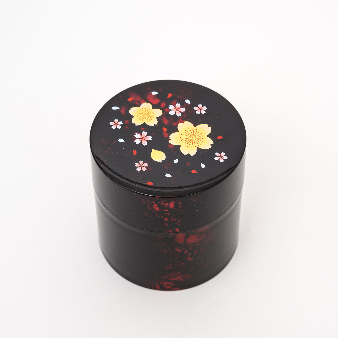 Lacquer-Style Cherry Blossom Tea Canister