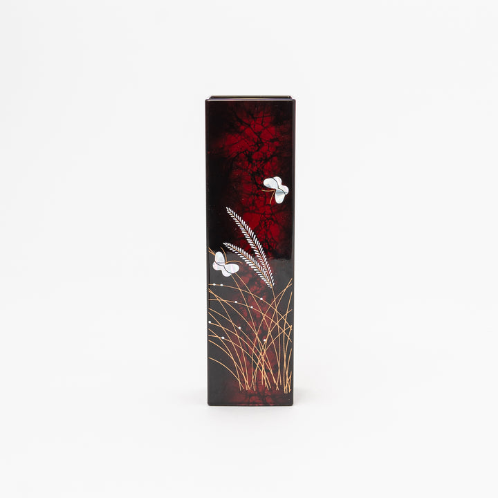 Lacquer Prism Butterfly Floral  Ikebana Vase