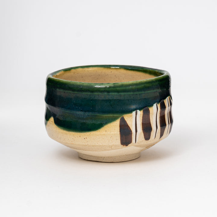 Handcrafted Oribe Tokusa Matcha Bowl