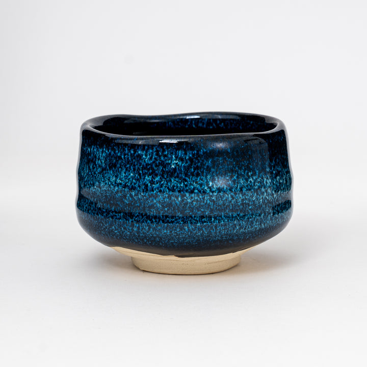 Handmade Mino Ware Matcha Bowl in Starry Sky Blue