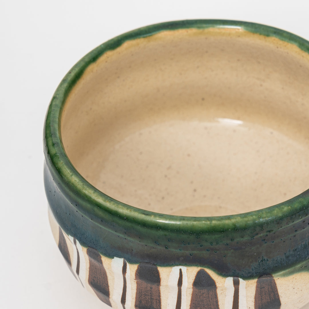 Handcrafted Oribe Tokusa Matcha Bowl