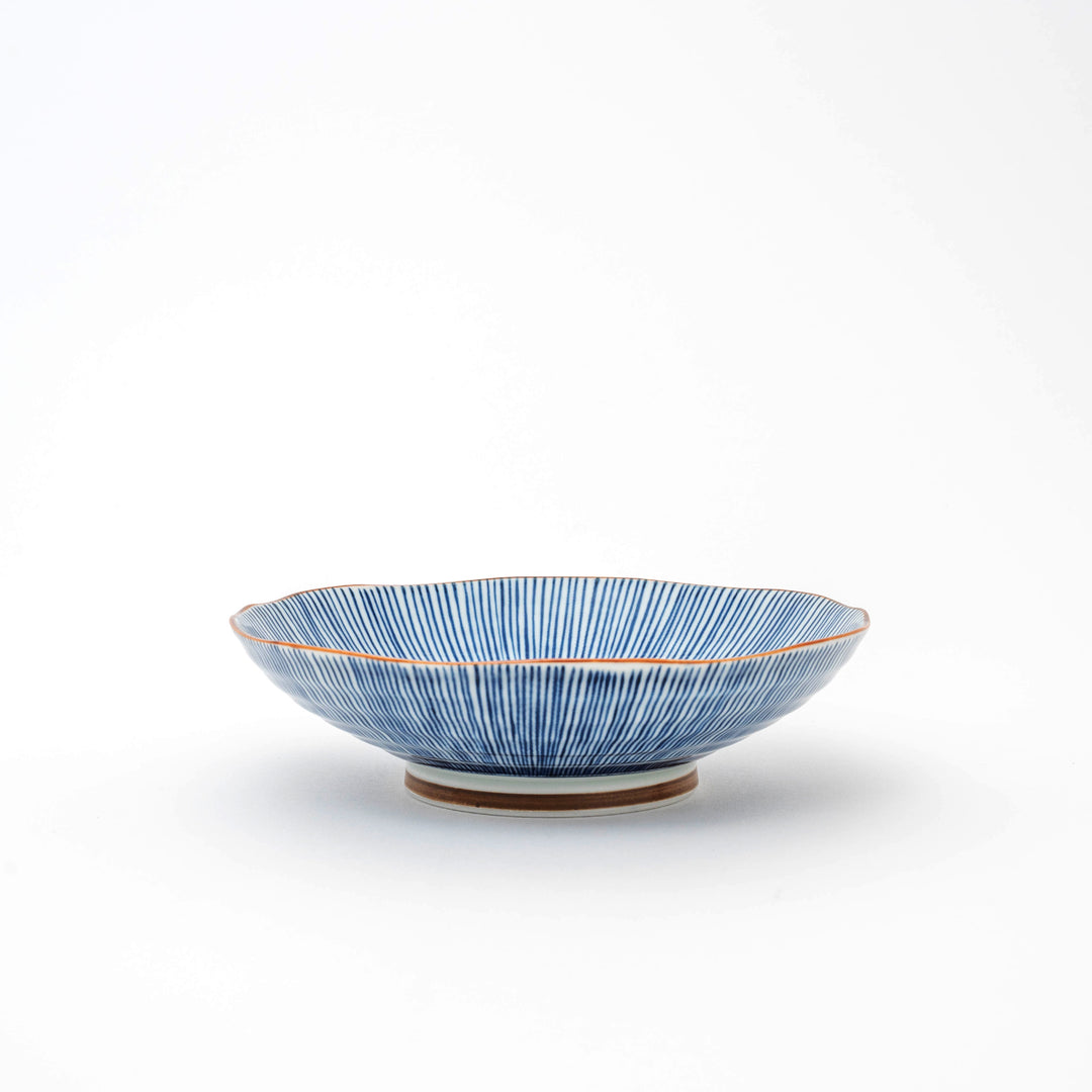 Handmade Hasami Yaki Indigo Tokusa Shallow Bowl