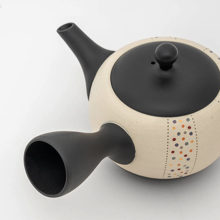 Handmade Tokoname Yaki Teapot/Japanese Kyusu - Black and White 260cc by Shoho Kiln