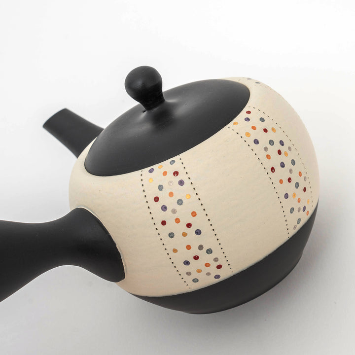 Handmade Tokoname Yaki Teapot/Japanese Kyusu - Black and White 260cc by Shoho Kiln