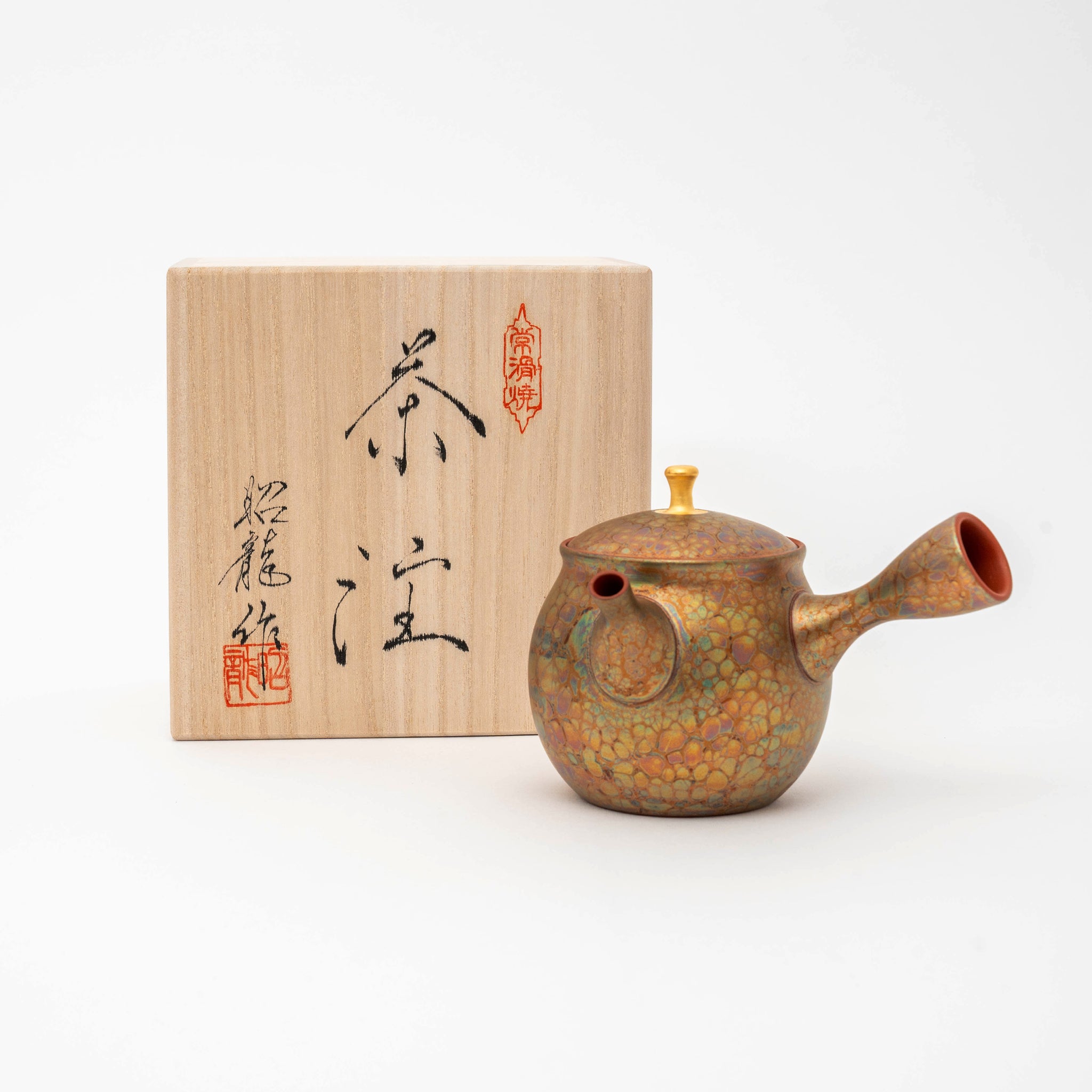 Handcrafted Tokoname Ware Kyusu/Teapot with Tenmoku Glaze by 昭龍（梅原昭二）
