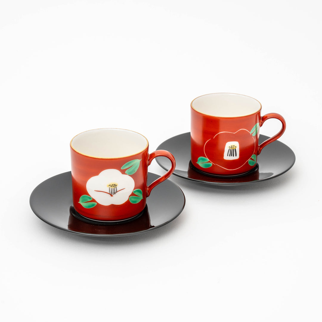 Espresso Cups Set of 2 On Bamboo Heart