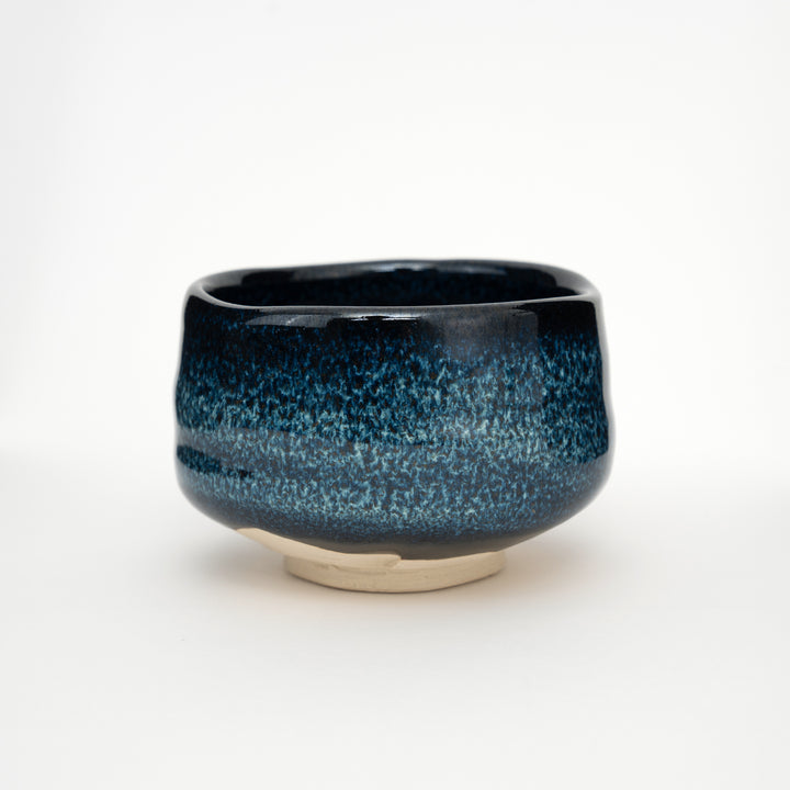 Handmade Mino Ware Matcha Bowl in Starry Sky Blue