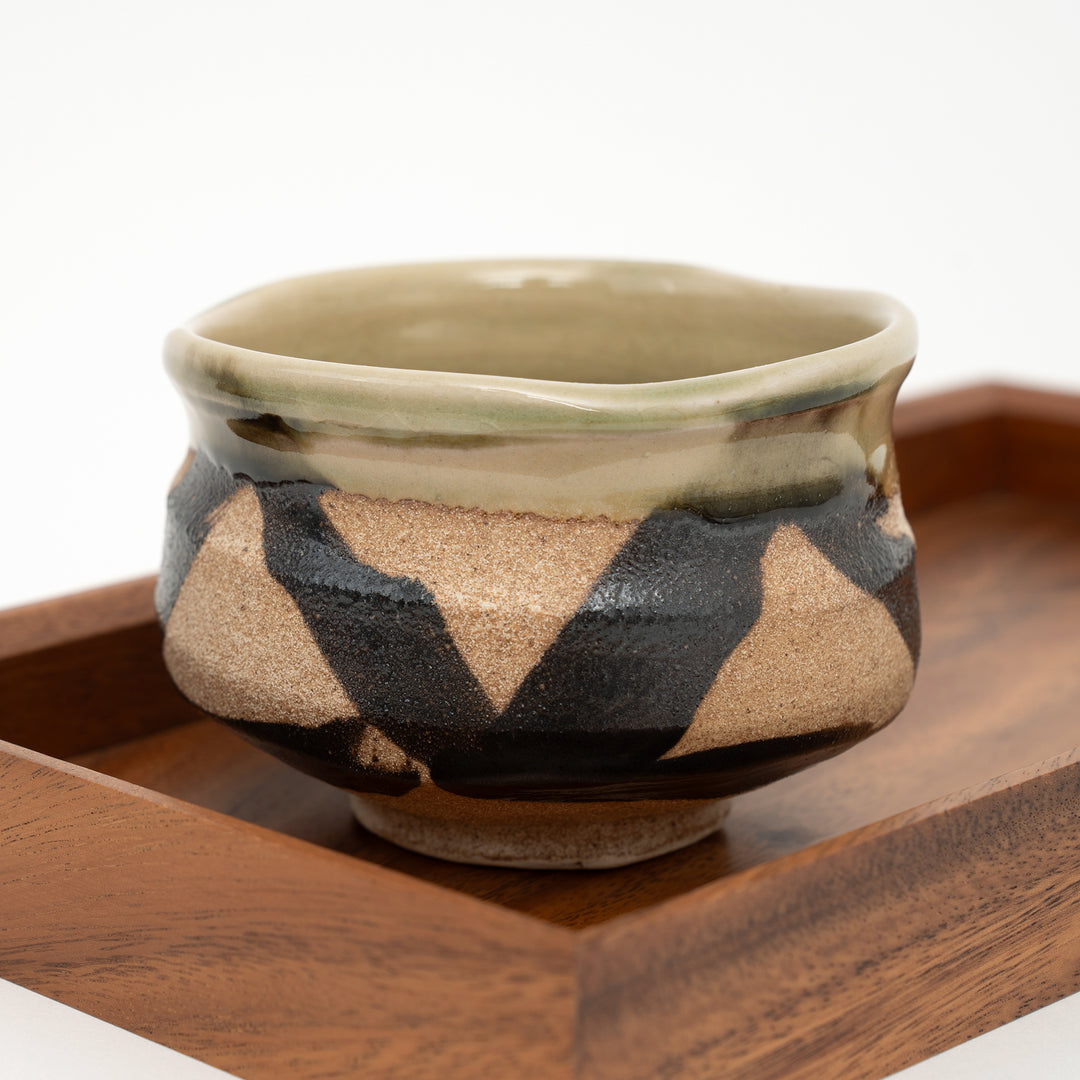 Handcrafted Iga-Style Green Weave Matcha Bowl