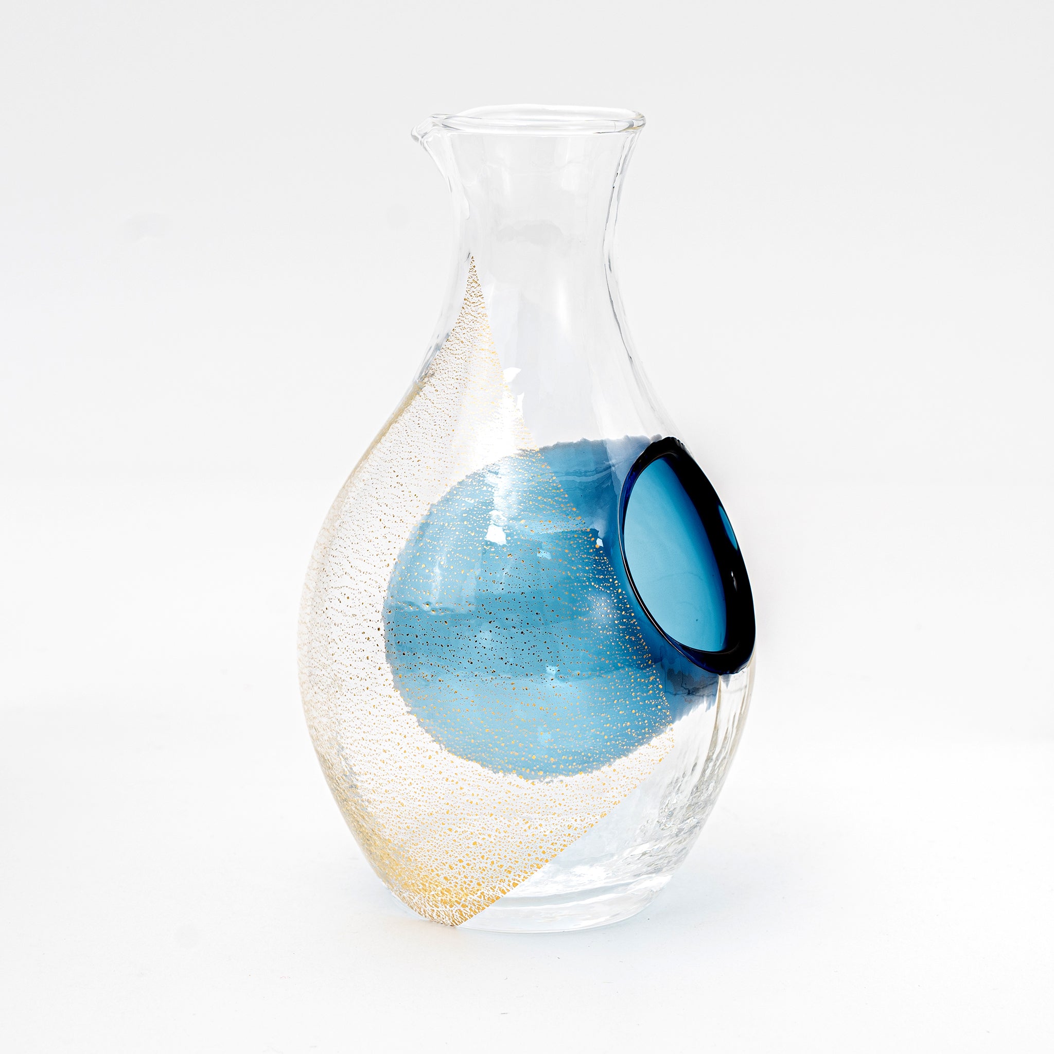 Toyo Sasaki Gold Leaf Sake Set with Ice Pocket | Japanese Glass
