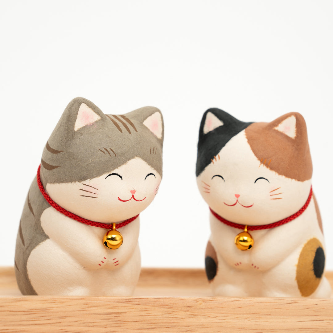 Handmade Smiling Bows Cat Figurine