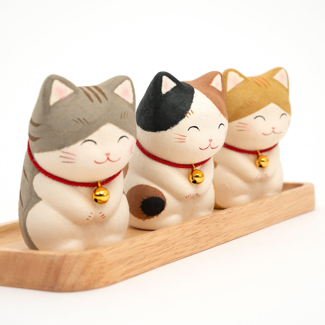 Handmade Smiling Bows Cat Figurine