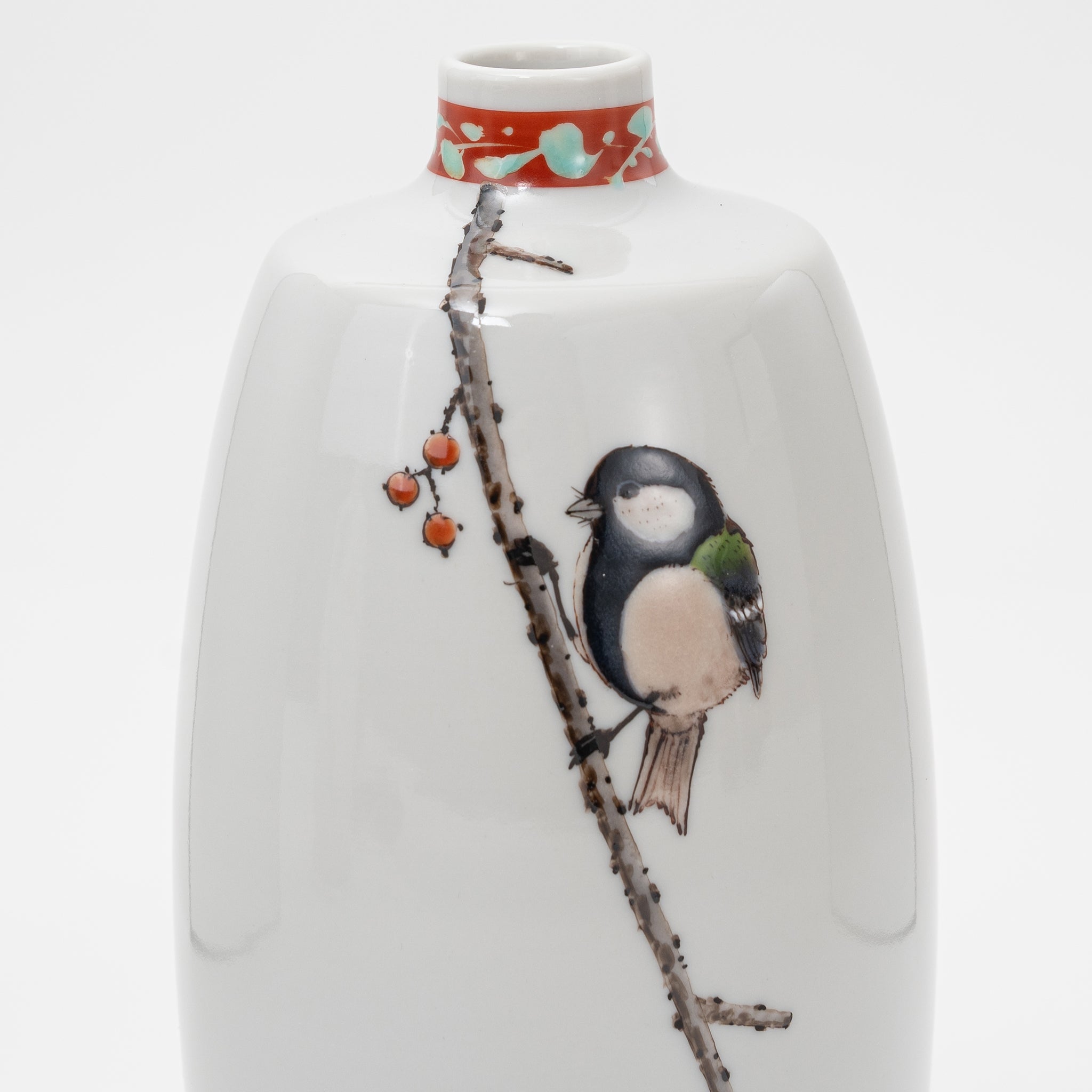 Hand-painted Kutani Autumn Sparrow Vase - Thumbnail 3