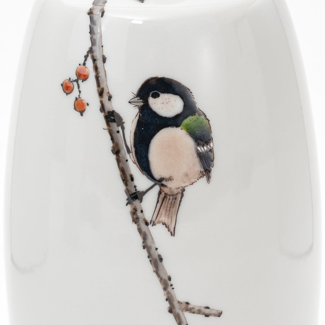 Hand-painted Kutani Autumn Sparrow Vase | Nakamura Toshito