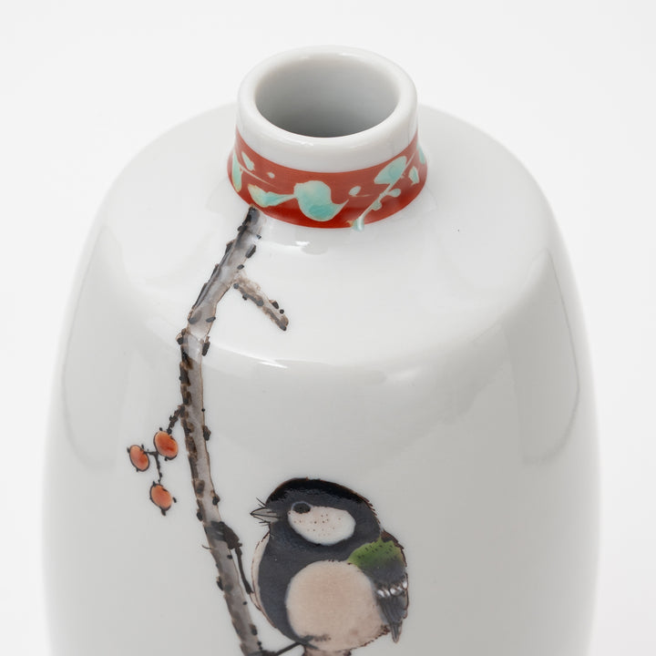 Hand-painted Kutani Autumn Sparrow Vase | Nakamura Toshito