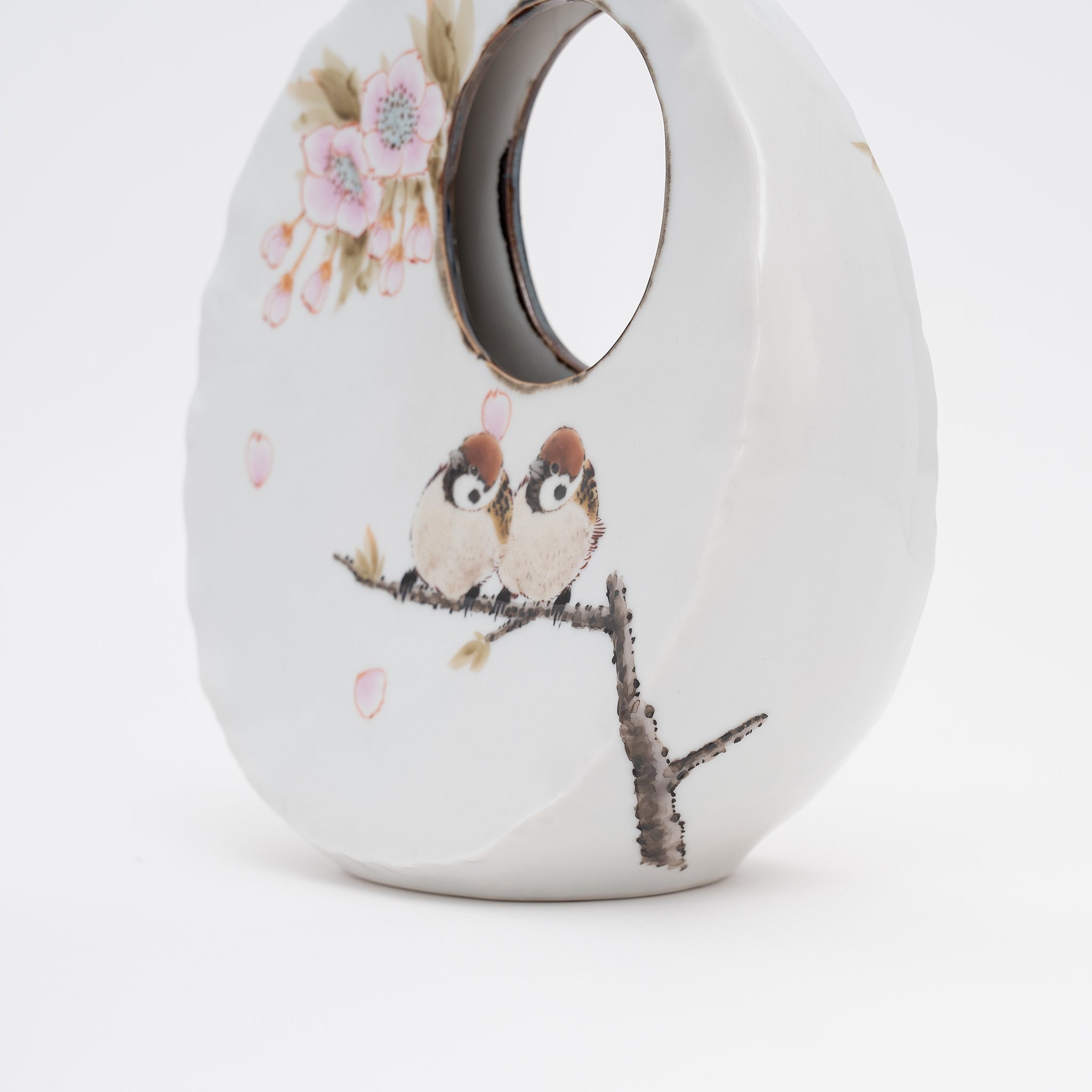 Apple - nakamura Toshito Nakamura Kutani Ware Cherry Blossom Twin Sparrows