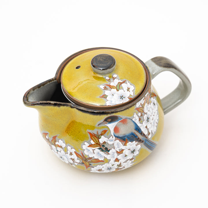 Kutani Yoshidaya Sakura Bird Teapot